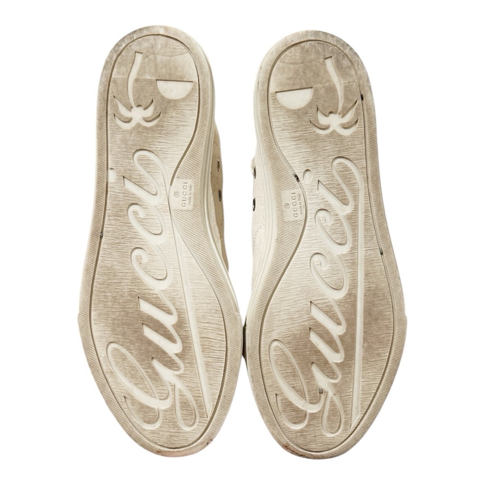 Gucci Brooklyn GG High Top Sneakers White Gray Monogram EU 37.5 US 7.5 Cap Toe - Picture 11 of 13